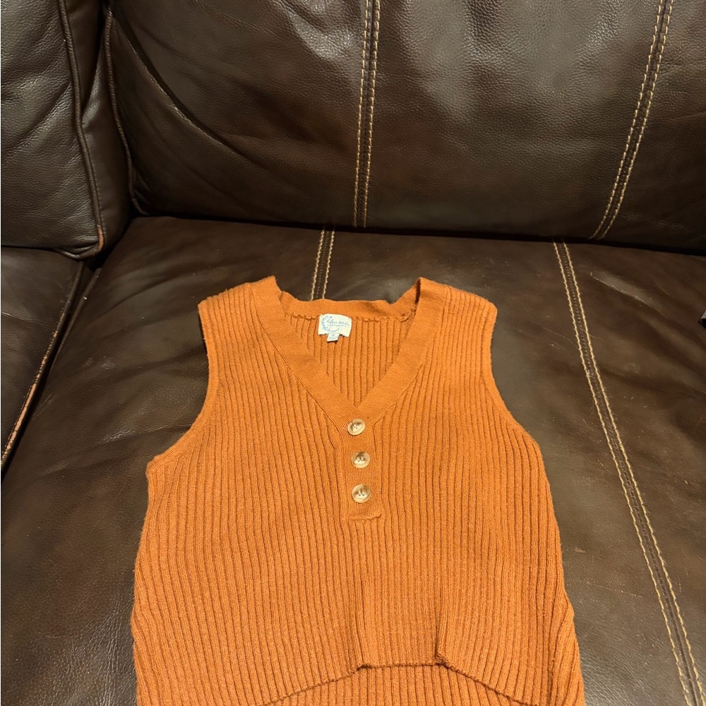 Francesca's Collections Orange V-Neck Sweater Vest